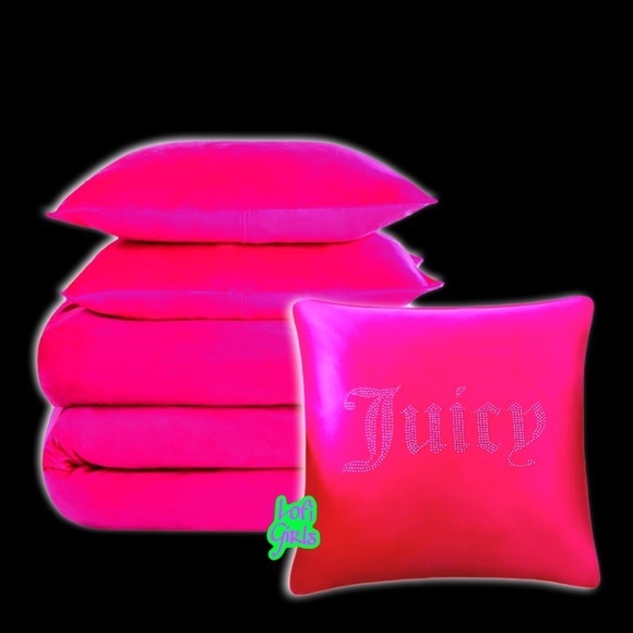 Juicy Couture Gothic Bling Crystal Logo Velour Tracksuit Comforter 4 pc Bed Set - Picture 2 of 6